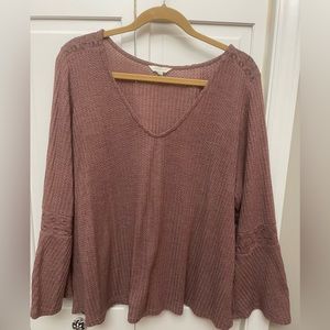 Lucky Brand Plum Lightweight Sweater with Bell Sleeves